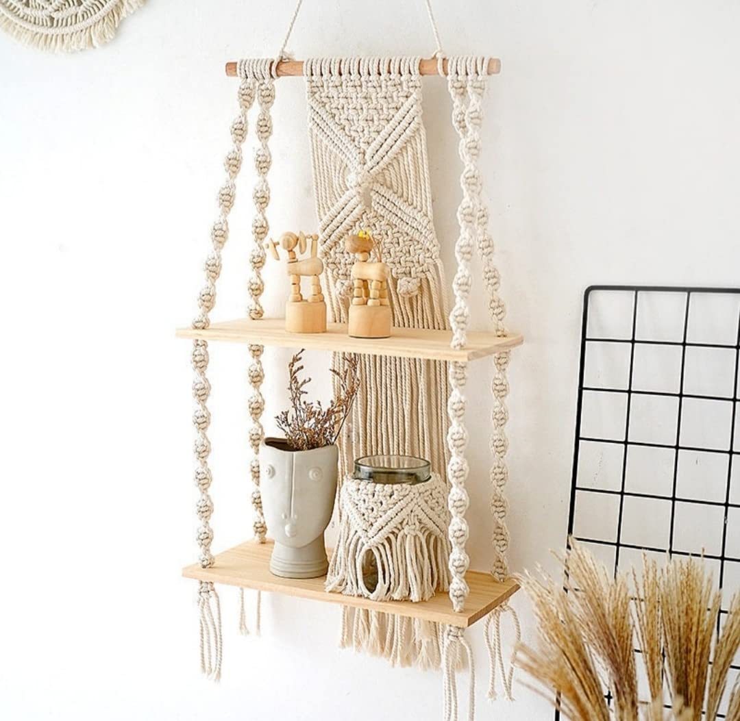 Macrame Wall Hanging Shelf Cotton Cream